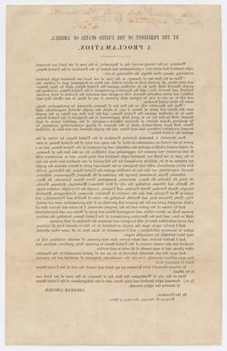 By the President of the United States of America. A Proclamation. Broadside